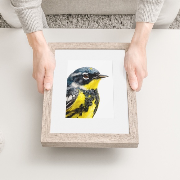 Watercolor Magnolia Warbler Bird Portrait Wall Art Print Poster , Unframed - Picture 6 of 7